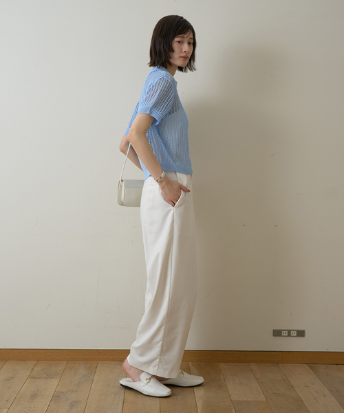 EMMA　ROUGE VIF（エマルージュヴィフ）の「【一部店舗限定】メッシュニットポロシャツ（ニット/セーター・レディース・サックスブルー/ライトベージュ/モカ・フリー）」の14枚目の写真