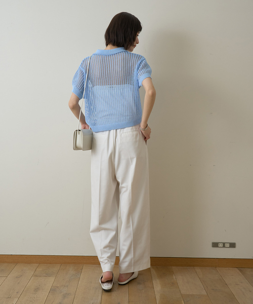 EMMA　ROUGE VIF（エマルージュヴィフ）の「【一部店舗限定】メッシュニットポロシャツ（ニット/セーター・レディース・サックスブルー/ライトベージュ/モカ・フリー）」の15枚目の写真