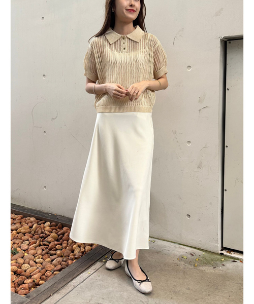 EMMA　ROUGE VIF（エマルージュヴィフ）の「【一部店舗限定】メッシュニットポロシャツ（ニット/セーター・レディース・サックスブルー/ライトベージュ/モカ・フリー）」の17枚目の写真