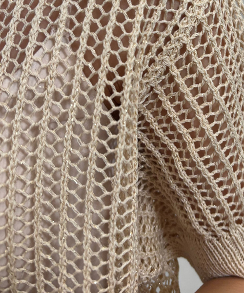 EMMA　ROUGE VIF（エマルージュヴィフ）の「【一部店舗限定】メッシュニットポロシャツ（ニット/セーター・レディース・サックスブルー/ライトベージュ/モカ・フリー）」の12枚目の写真