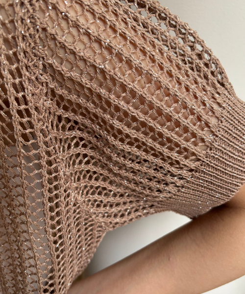 EMMA　ROUGE VIF（エマルージュヴィフ）の「【一部店舗限定】メッシュニットポロシャツ（ニット/セーター・レディース・サックスブルー/ライトベージュ/モカ・フリー）」の13枚目の写真