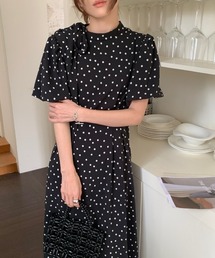 YUGA_YGMC　Polka dot puff sleeve dress