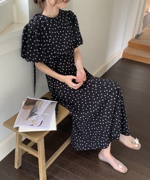 セール】YUGA_YGMC Polka dot puff sleeve dress（ワンピース