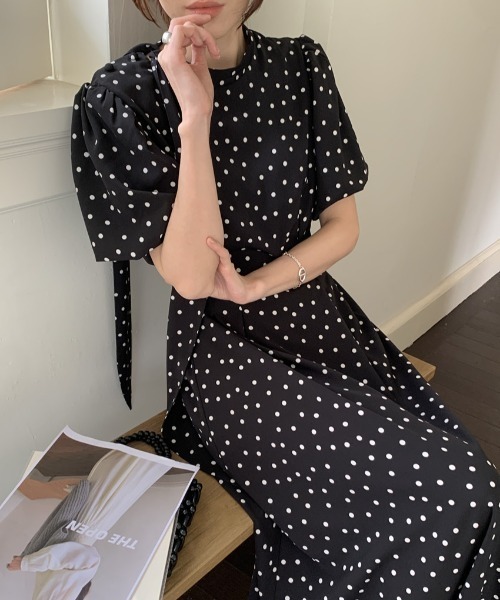 セール】YUGA_YGMC Polka dot puff sleeve dress（ワンピース