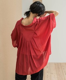 シアー楊柳バックタックスキッパーブラウス≪手洗い可能≫