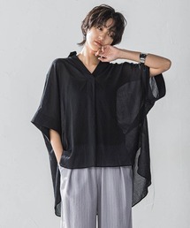 シアー楊柳バックタックスキッパーブラウス≪手洗い可能≫