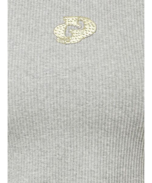 tシャツ ハーフスリーブGDロゴラインストーンテレコTOPS レディース ハーフスリーブGDロゴラインストーンテレコトップス（Tシャツ