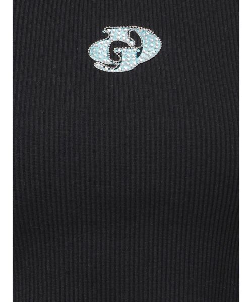tシャツ ハーフスリーブGDロゴラインストーンテレコトップス レディース ハーフスリーブGDロゴラインストーンテレコトップス（Tシャツ
