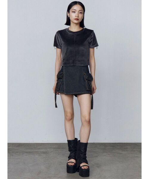 EMODA（エモダ）の「カーゴラップショートパンツ（スカート・レディース・ブラック/ライトブルー/インディゴブルー・SMALL/MEDIUM）」の6枚目の写真