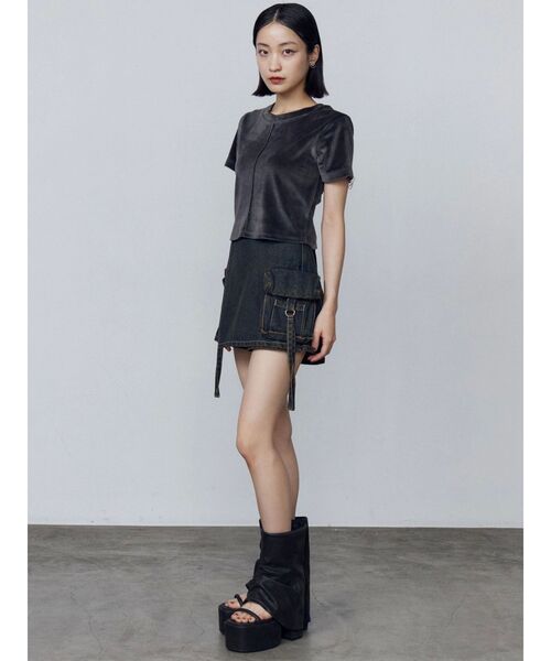 EMODA（エモダ）の「カーゴラップショートパンツ（スカート・レディース・ブラック/ライトブルー/インディゴブルー・SMALL/MEDIUM）」の7枚目の写真