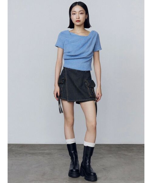 EMODA（エモダ）の「カーゴラップショートパンツ（スカート・レディース・ブラック/ライトブルー/インディゴブルー・SMALL/MEDIUM）」の10枚目の写真