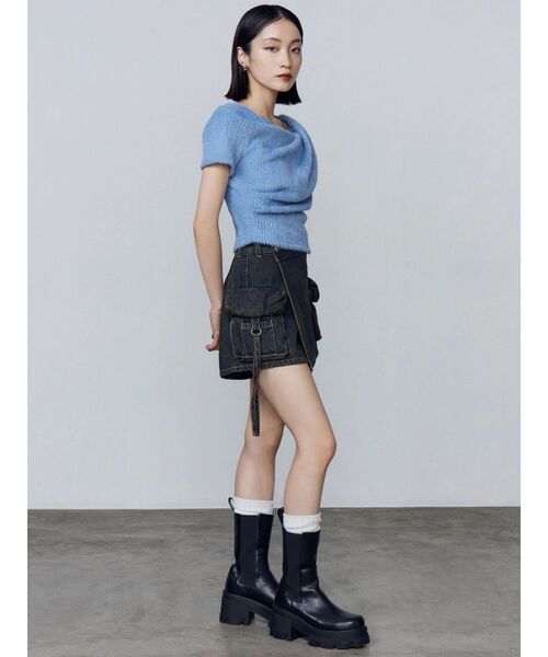 EMODA（エモダ）の「カーゴラップショートパンツ（スカート・レディース・ブラック/ライトブルー/インディゴブルー・SMALL/MEDIUM）」の11枚目の写真