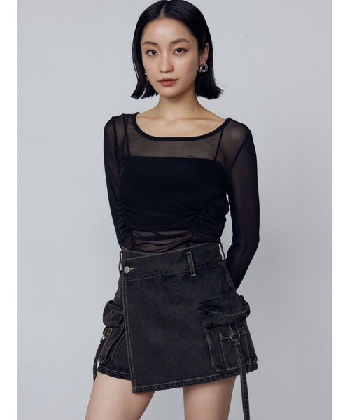 EMODA（エモダ）の「カーゴラップショートパンツ（スカート・レディース・ブラック/ライトブルー/インディゴブルー・SMALL/MEDIUM）」の12枚目の写真