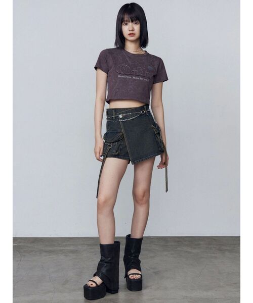 EMODA（エモダ）の「カーゴラップショートパンツ（スカート・レディース・ブラック/ライトブルー/インディゴブルー・SMALL/MEDIUM）」の13枚目の写真