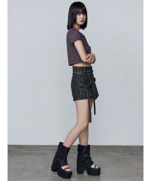 EMODA（エモダ）の「カーゴラップショートパンツ（スカート・レディース・ブラック/ライトブルー/インディゴブルー・SMALL/MEDIUM）」の14枚目の写真