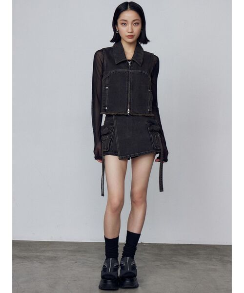 EMODA（エモダ）の「カーゴラップショートパンツ（スカート・レディース・ブラック/ライトブルー/インディゴブルー・SMALL/MEDIUM）」の16枚目の写真