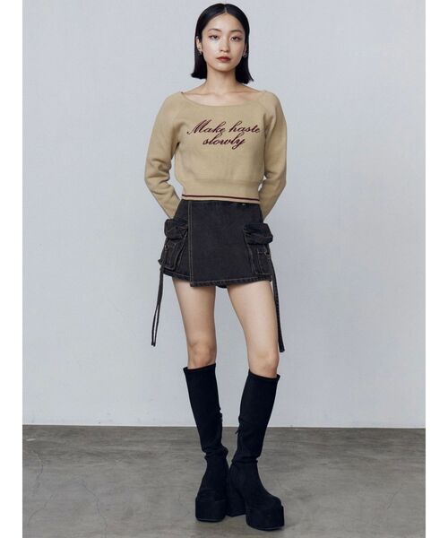 EMODA（エモダ）の「カーゴラップショートパンツ（スカート・レディース・ブラック/ライトブルー/インディゴブルー・SMALL/MEDIUM）」の20枚目の写真