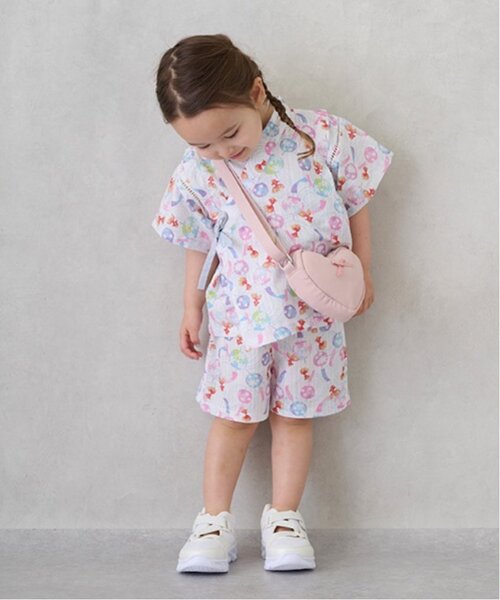 petit main（プティマイン）の「【WEB限定/リンク】girlsアソート甚平（浴衣・キッズ・アイボリー/ピンク・100cm/130cm/110cm/90cm/120cm/80ｃｍ）」の3枚目の写真
