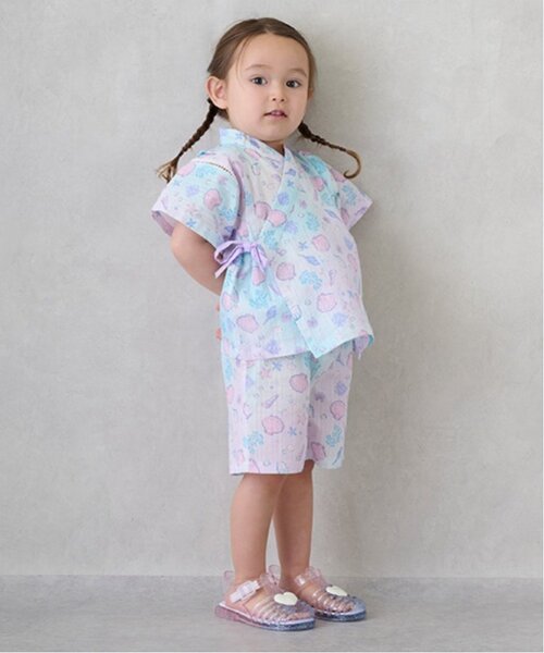 petit main（プティマイン）の「【WEB限定/リンク】girlsアソート甚平（浴衣・キッズ・アイボリー/ピンク・100cm/130cm/110cm/90cm/120cm/80ｃｍ）」の5枚目の写真