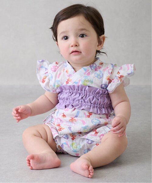 petit main（プティマイン）の「【WEB限定/リンク】girlsアソート甚平（浴衣・キッズ・アイボリー/ピンク・100cm/130cm/110cm/90cm/120cm/80ｃｍ）」の9枚目の写真