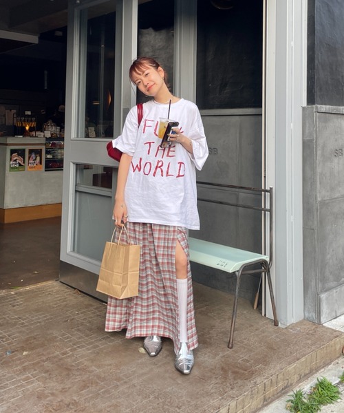 TEEN BOOP(ティーンブープ)の「チェックスリットボタンスカート(スカート・レディース・ネイビー/レッド・FREE)」の12枚目の写真