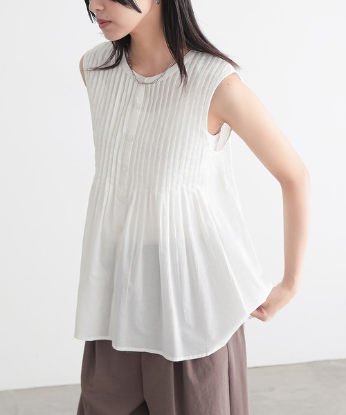 セール】インド綿ピンタックブラウス【オーガニックコットン】（シャツ