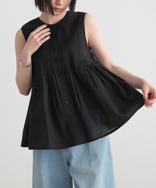 インド綿ピンタックブラウス【オーガニックコットン】（シャツ