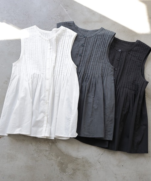 for/c(フォーシー)の「インド綿ピンタックブラウス【オーガニックコットン】(シャツ/ブラウス・レディース・オフホワイト/ブラック/チャコール・M/L)」の4枚目の写真
