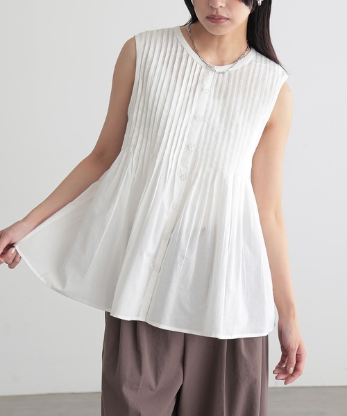 for/c(フォーシー)の「インド綿ピンタックブラウス【オーガニックコットン】(シャツ/ブラウス・レディース・オフホワイト/ブラック/チャコール・M/L)」の20枚目の写真