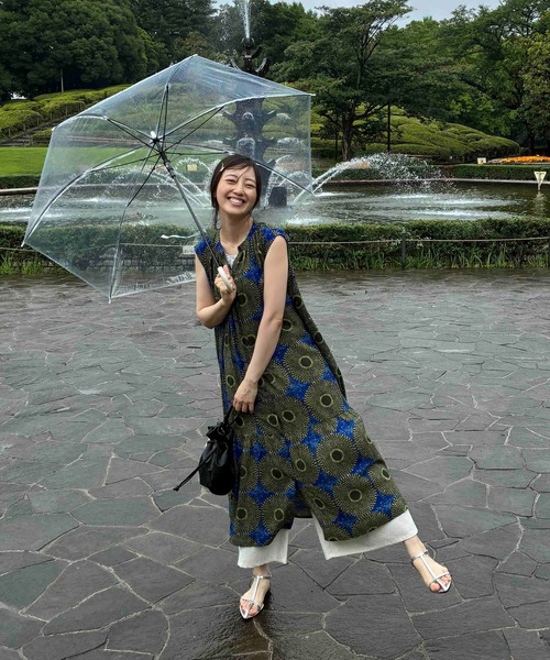 AS KNOW AS plus（アズノゥアズプラス）の「●ひんやり接触冷感 裾切り替え総柄ノースリーブワンピ―ス（ワンピース・レディース・ブラック/オレンジ/ダークグリーン/グリーン系/グリーン系その他・FREE）」の22枚目の写真