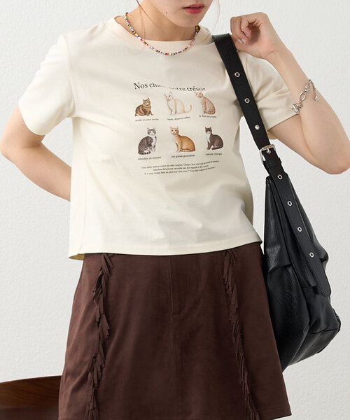 w closet（ダブルクローゼット）の「【3色展開】猫アソートプリントTee（Tシャツ/カットソー・レディース・ピンク/アイボリー/グレー・FREE）」の19枚目の写真