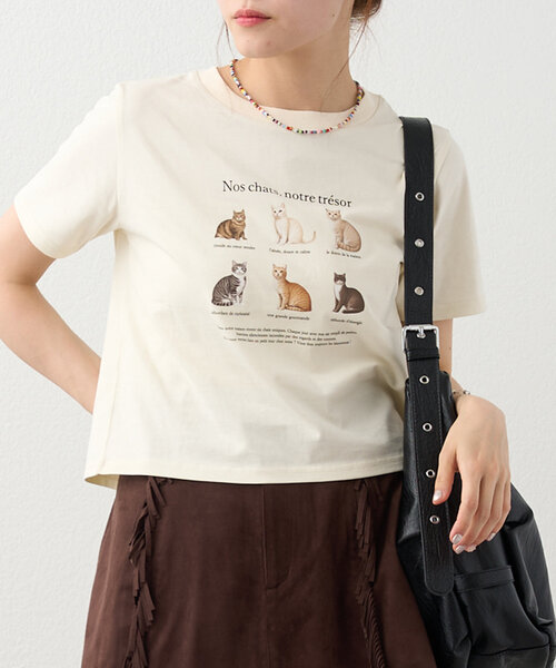 w closet（ダブルクローゼット）の「【3色展開】猫アソートプリントTee（Tシャツ/カットソー・レディース・ピンク/アイボリー/グレー・FREE）」の21枚目の写真
