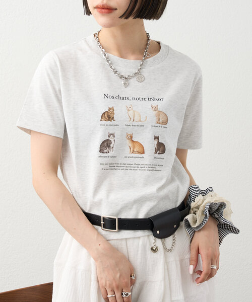 w closet（ダブルクローゼット）の「【3色展開】猫アソートプリントTee（Tシャツ/カットソー・レディース・ピンク/アイボリー/グレー・FREE）」の17枚目の写真