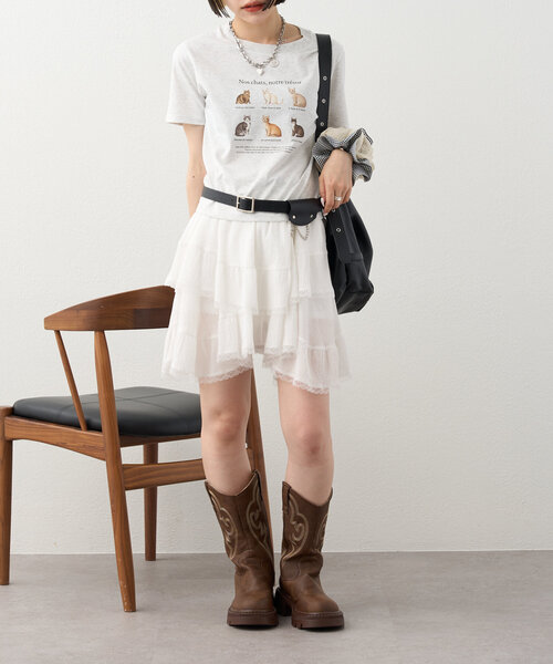 w closet（ダブルクローゼット）の「【3色展開】猫アソートプリントTee（Tシャツ/カットソー・レディース・ピンク/アイボリー/グレー・FREE）」の18枚目の写真