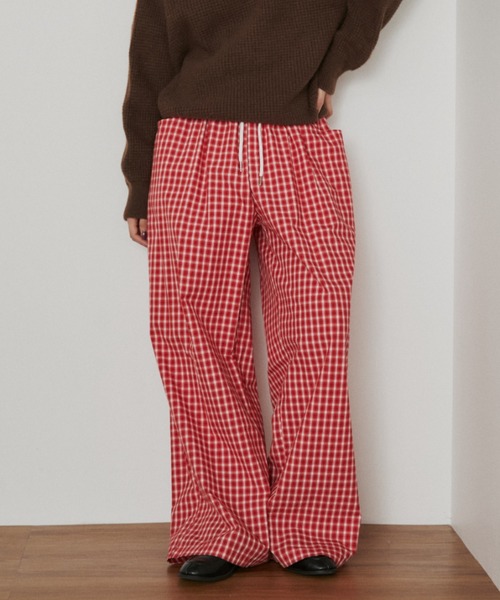 ウエストゴム】ギンガムチェックワイドイージーパンツ（その他パンツ