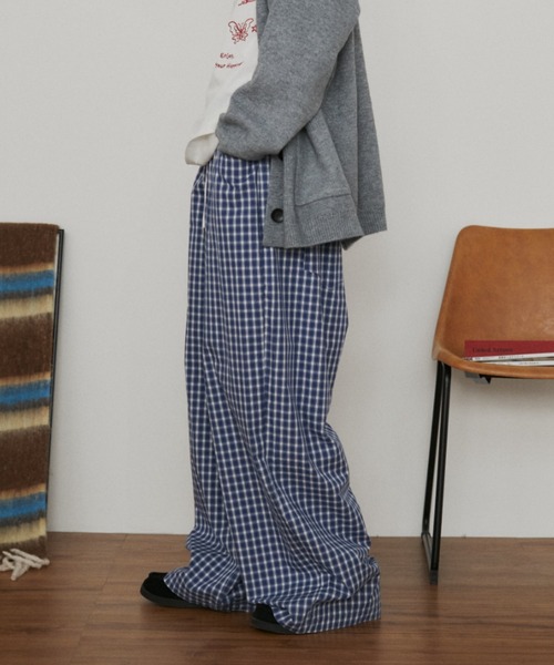 ハウスオブロータス ギンガムチェック サルエルパンツ インド綿