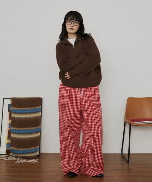 MERLOT(メルロー)の「【ウエストゴム】ギンガムチェックワイドイージーパンツ(その他パンツ・レディース・ブルー/レッド・FREE)」の18枚目の写真