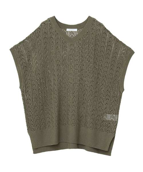 TOBECHIC 透かし編み　グリーンニット 美品 TO BE CHIC 透かし編み ニット グリーン トゥービーシック