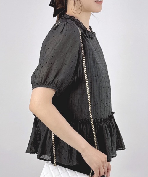 CLOTHY(クロシィ)の「【風をまとう、透明感ドット♪】シアードットアンサンブル(アンサンブル・レディース・ブラック/アイボリー・MEDIUM)」の6枚目の写真