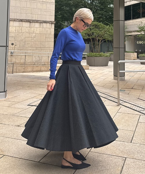 JENNE(ジェンヌ)の「ジャガード立体ドレープスカート(スカート・レディース・ブラック/ホワイト/ネイビー・SMALL/MEDIUM/LARGE)」の7枚目の写真