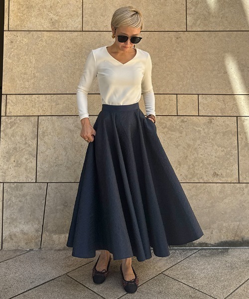 JENNE(ジェンヌ)の「ジャガード立体ドレープスカート(スカート・レディース・ブラック/ホワイト/ネイビー・SMALL/MEDIUM/LARGE)」の14枚目の写真
