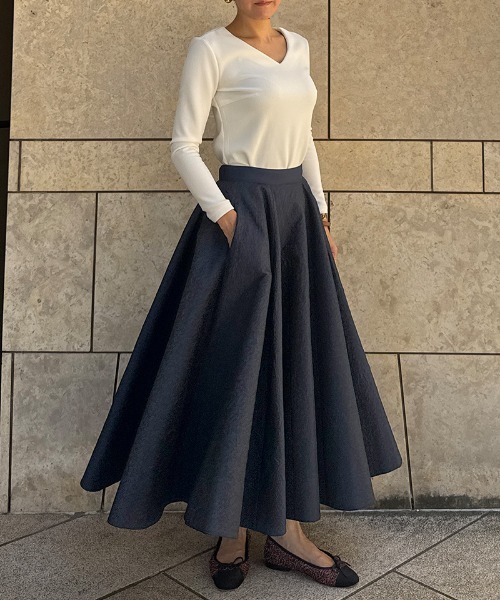 JENNE(ジェンヌ)の「ジャガード立体ドレープスカート(スカート・レディース・ブラック/ホワイト/ネイビー・SMALL/MEDIUM/LARGE)」の17枚目の写真