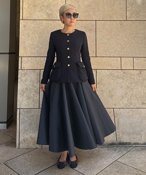 JENNE(ジェンヌ)の「ジャガード立体ドレープスカート(スカート・レディース・ブラック/ホワイト/ネイビー・SMALL/MEDIUM/LARGE)」の21枚目の写真