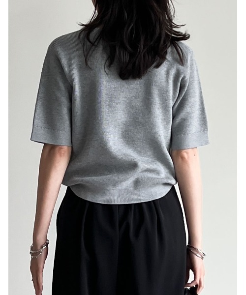 Re:EDIT（リエディ）の「[涼感]リネンタッチニットレイヤードライク半袖トップス（Tシャツ/カットソー・レディース・ブラック/グレー×ホワイト/グレー/ホワイト・MEDIUM/LARGE）」の22枚目の写真