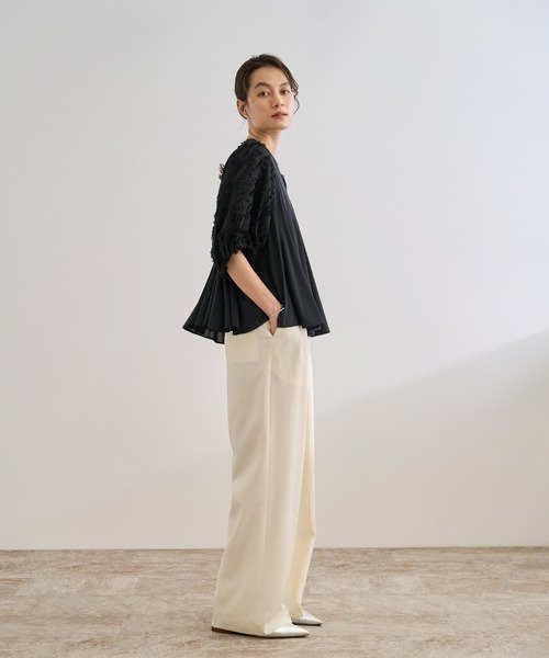 ROPE'（ロペ）の「ジャガードスリーブコンビブラウス/イージーケア（シャツ/ブラウス・レディース・ブラック/ホワイト・FREE）」の16枚目の写真