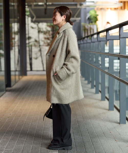 美品✨TICCA アンシェヌマン（HER.）別注　Pコート　モヘヤ混　ベージュ 美品✨TICCA アンシェヌマン（HER.）別注 Pコート モヘヤ混 ベージュ