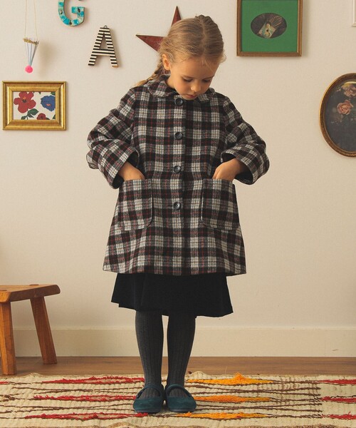 こども ビームス（コドモビームス）の「チェック ステンカラー コート 2025FW（110～140cm）（その他アウター・キッズ・ブラウン・110/120/130/140）」の2枚目の写真