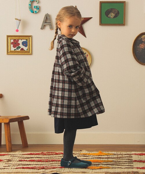 こども ビームス（コドモビームス）の「チェック ステンカラー コート 2025FW（110～140cm）（その他アウター・キッズ・ブラウン・110/120/130/140）」の3枚目の写真