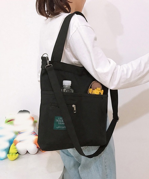Miniministore(ミニミニストア)の「キャンバス トートバッグ 2way 軽量(トートバッグ・レディース・ブラック/イエロー/ホワイト・FREE)」の3枚目の写真