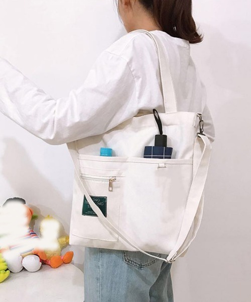 Miniministore(ミニミニストア)の「キャンバス トートバッグ 2way 軽量(トートバッグ・レディース・ブラック/イエロー/ホワイト・FREE)」の4枚目の写真